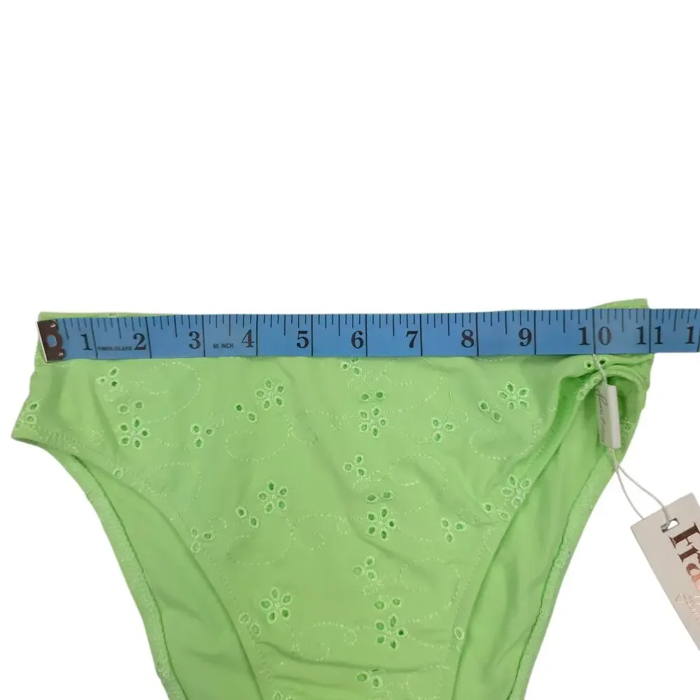 Frankies Bikinis Jasper Swim Bikini Bottom Mint Green Floral Eyelet